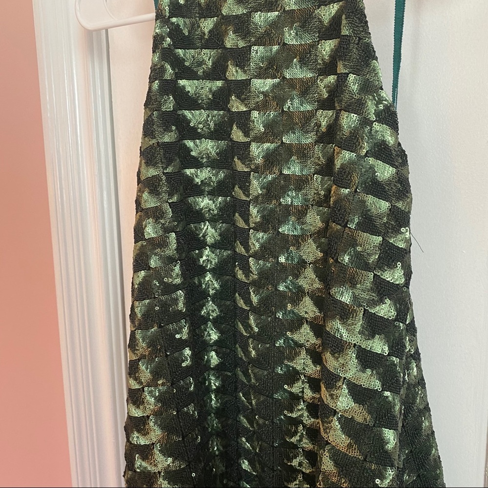 Line & Dot Viola Green Sequin Halter Swing Dress - Picture 6 of 11
